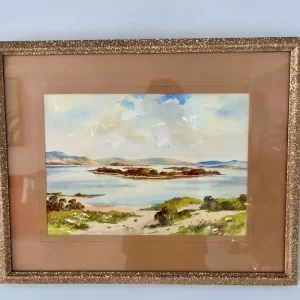 Original Watercolour Coastal Landscape – Signed ‘Paterson’ – Framed