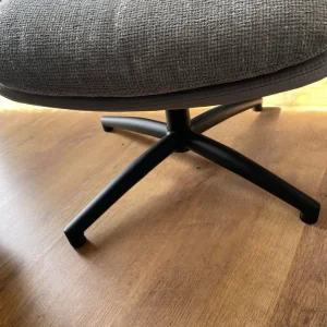 2 fabric swivel chairs with foot stools - Image 6