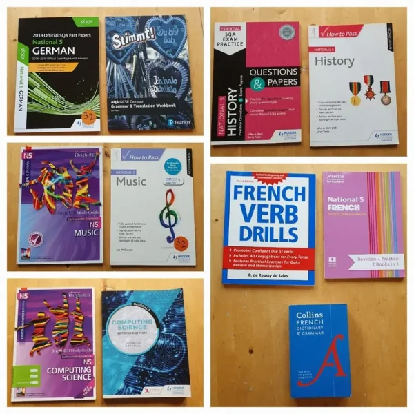School books- Nat 5: German, History, Music