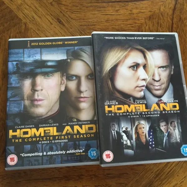 DVDs - HOMELAND (Complete Sets Of Series 1 & 2 - 8 DVDs / 24 Episodes)
