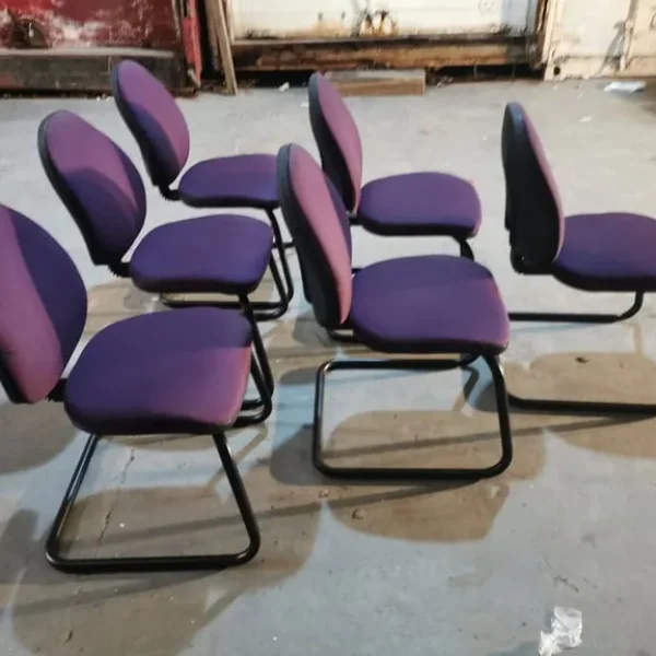 6 X Fabric Cantilever Office / Rest Room Chairs