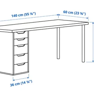 LAGKAPTEN / ALEX Desk, white, 140x60 cm-as new - Image 3