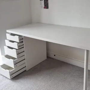 LAGKAPTEN / ALEX Desk, white, 140x60 cm-as new
