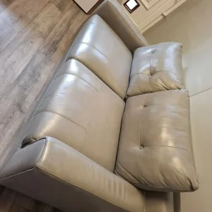 Grey leather settees - Image 2
