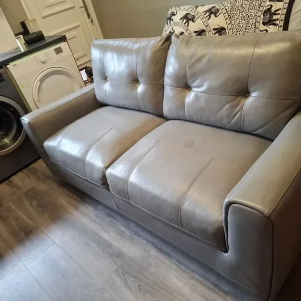 Grey leather settees