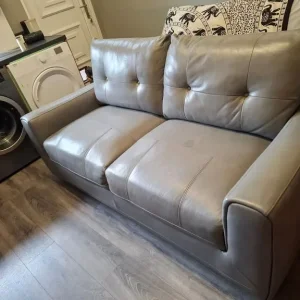 Grey leather settees