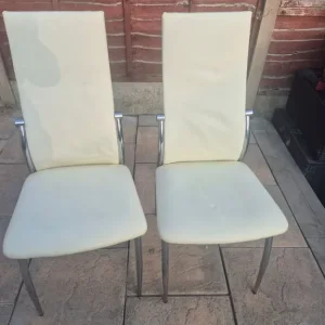 Faux leather dining chairs cream - Image 3