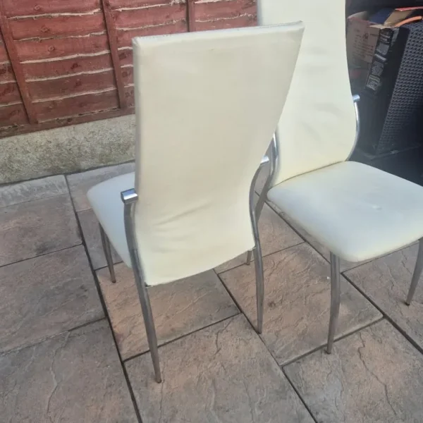 Faux leather dining chairs cream