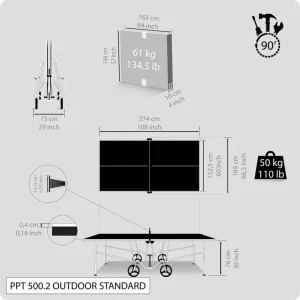 Outdoor foldable table tennis table with rain cover and accessories - Image 4