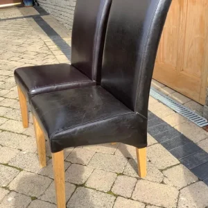 2 Brown faux leather dining chairs - Image 2