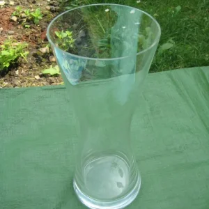 Hour Glass Shape Crystal Glass Vase with Small Chip £3.00