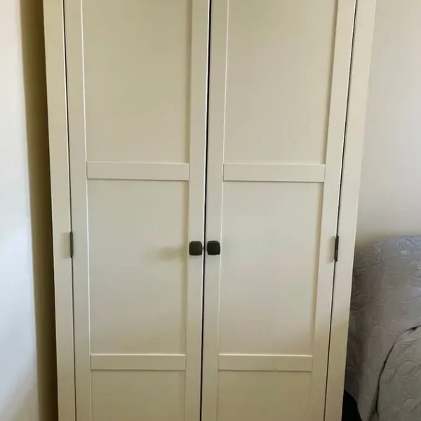 Cream Wardrobe with Rail and Shelf
