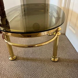 Mid century gold oval coffee table - Image 2