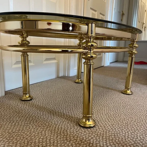Mid century gold oval coffee table
