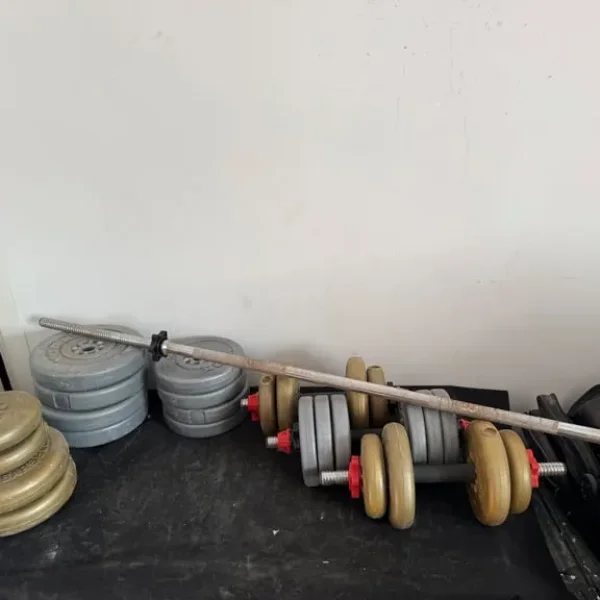 Assortment of Weights and Adjustable Dumbells