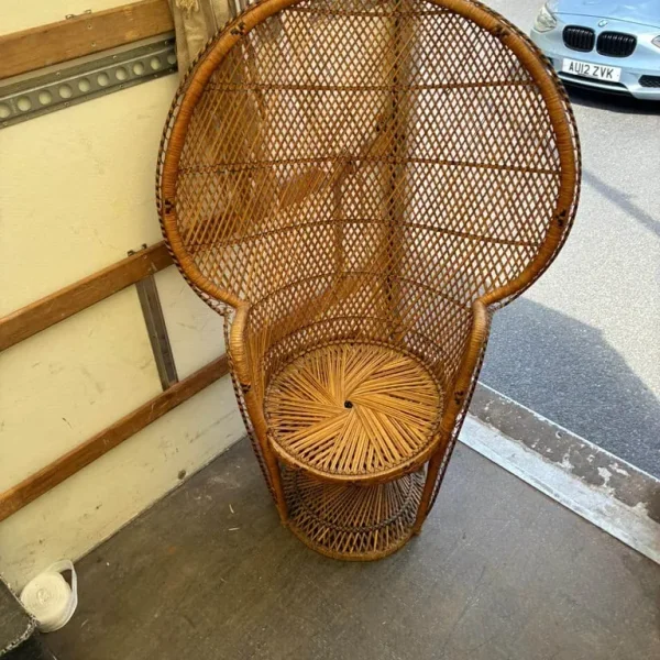 Vintage Peacock Wicker Chair