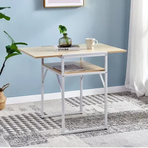 Ansley&HosHo Foldable Dining Kitchen Table for Camping Drop Leaf Extendable