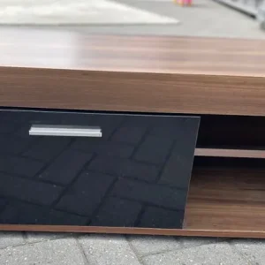 Wooden TV Stand with Black Doors - Image 2