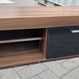 Wooden TV Stand with Black Doors - Image 3