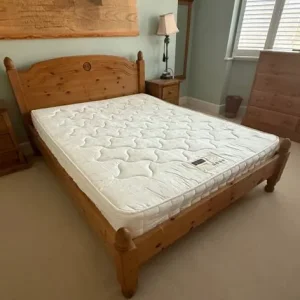 Solid pine king size bed frame with mattress great condition - Image 2