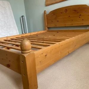 Solid pine king size bed frame with mattress great condition - Image 5