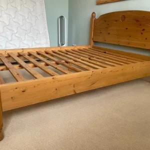 Solid pine king size bed frame with mattress great condition - Image 7