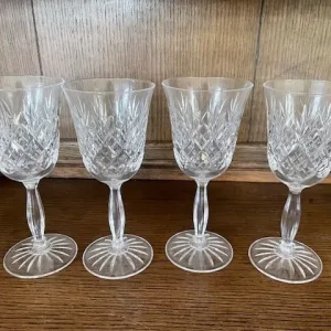 Vintage Cut Crystal Decanter, Wine Glasses And Serving Bowl Set - Image 4