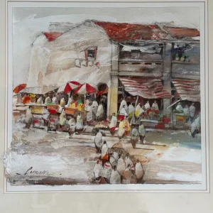 Large original art piece, 'At the Market' by Yap Chin Hoe - Image 2