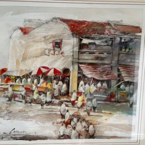 Large original art piece, 'At the Market' by Yap Chin Hoe - Image 4