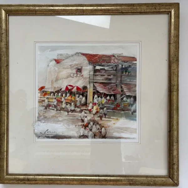 Large original art piece, 'At the Market' by Yap Chin Hoe