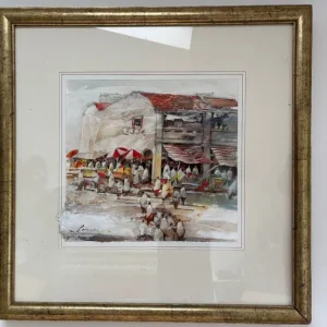 Large original art piece, 'At the Market' by Yap Chin Hoe