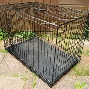 LARGE BLACK STEEL DOG CAGE FOR SALE (Approximate dimensions L. 36 W. 24 H. 25 inches) - Image 8