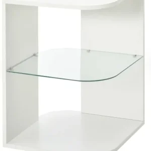White and glass side table - Image 3