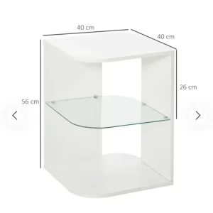 White and glass side table - Image 4