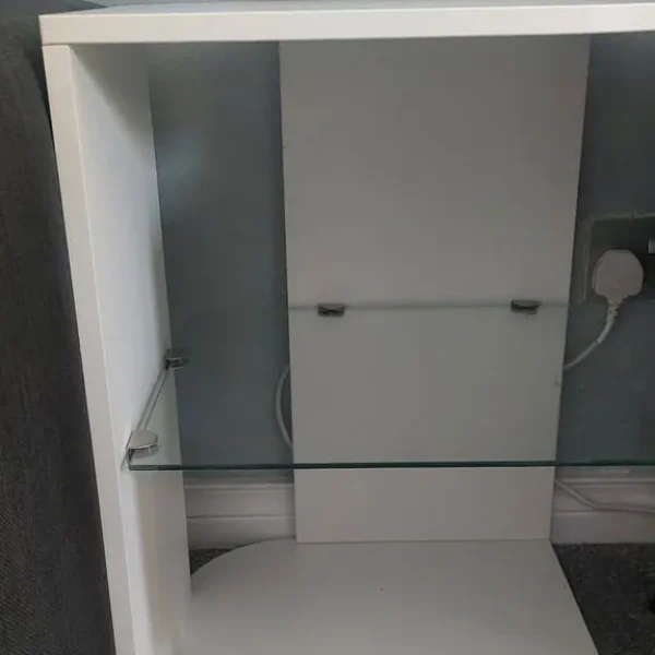 White and glass side table