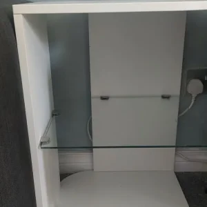 White and glass side table
