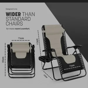 A pair of nice cream padded garden sunloungers - Image 2