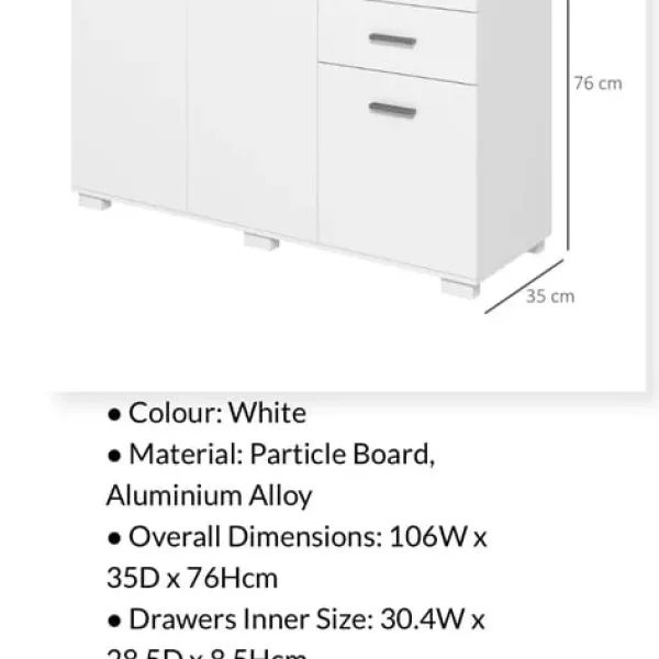 NEW- White sideboard