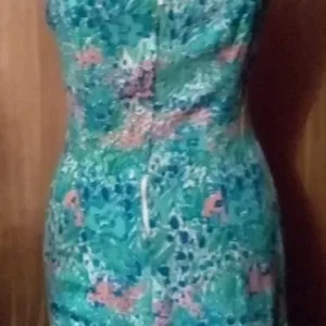 New Pretty Blue Green Pink Floral Print V-Neck Sleeveless Slip Summer Dress. Size 8.POST OR COLLECT! - Image 2