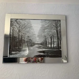 Glitter art tree scene with silver frame