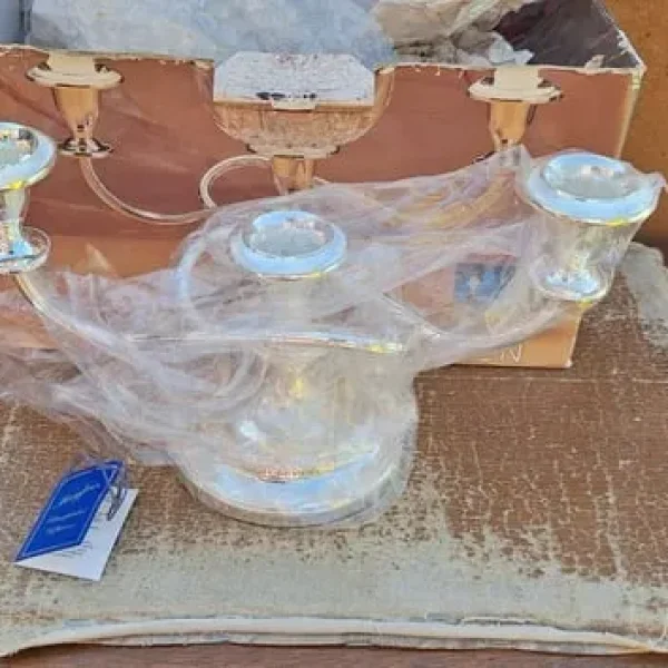 Silver Plated Regency Style Triple Candleholder Boxed