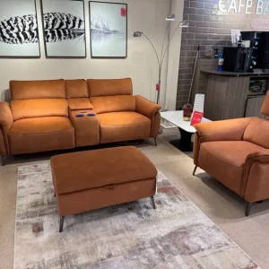 Reclining 3 piece sofa set and footstool