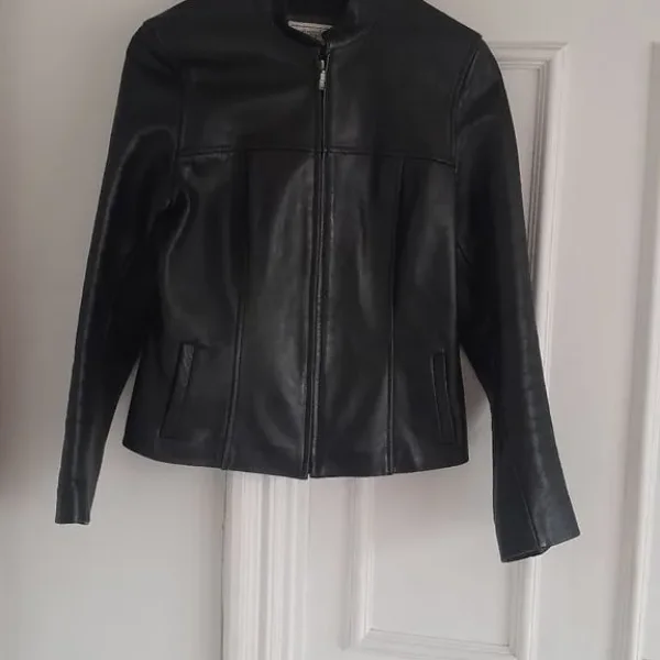 Women's smart leather- effect jacket