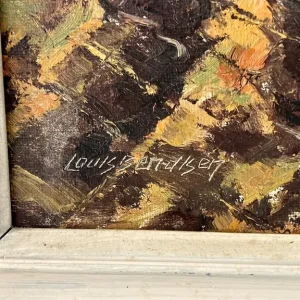 LOUIS BENDISEN – “Fishing Boat by the Entrance to a Dock” oil on canvas - Image 3