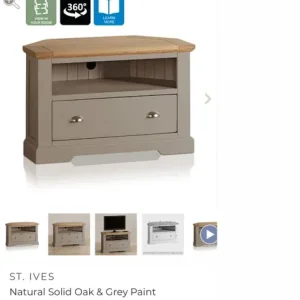 ST IVES NATURAL OAK AND LIGHT GREY PAINTED CORNER TV CABINET - Image 7