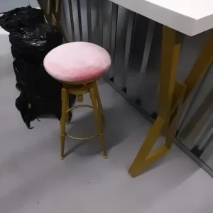 Gold counter height bar dining table set with 3 padded stools