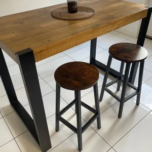 Dining table with breakfast bar and 2 bar stools - Image 2