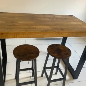 Dining table with breakfast bar and 2 bar stools - Image 5