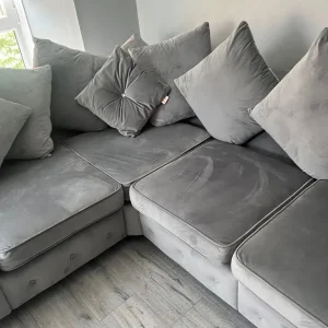 Grey Velvet Corner Suite - Image 3