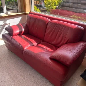 Nicoletti/JH Hicolity Italian Red Leather Sofas with Footrest - Image 5